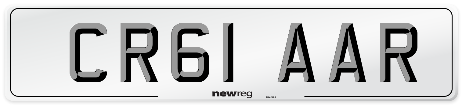 CR61 AAR Number Plate from New Reg